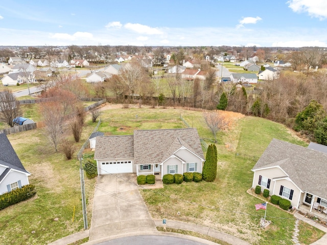 aerial view with a residential view