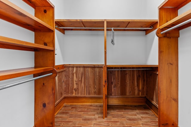 walk in closet featuring wood finished floors