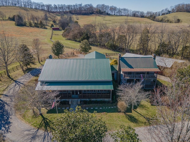 aerial view featuring a rural view