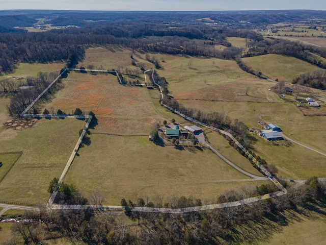 aerial view featuring a rural view