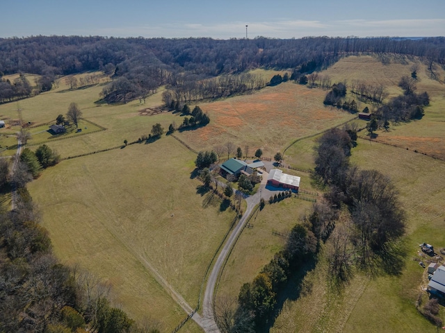 drone / aerial view with a rural view