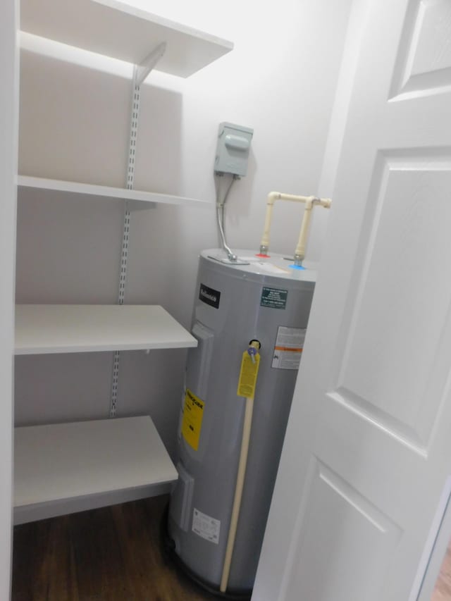 utility room with electric water heater