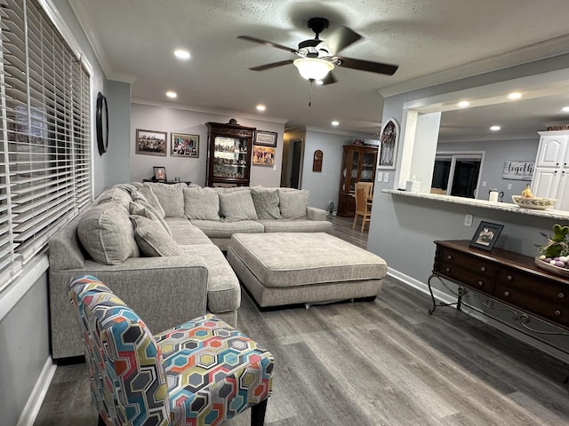 579 Old Celina Rd, Allons, TN 38541 - living area with recessed lighting, crown molding, baseboards, and wood finished floors