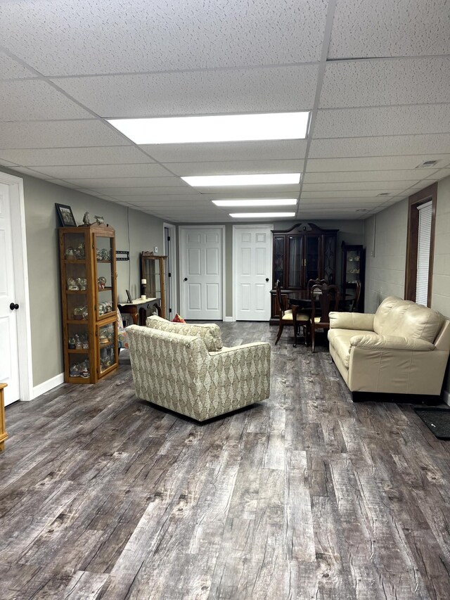 579 Old Celina Rd, Allons, TN 38541 - living room with baseboards, a drop ceiling, and wood finished floors