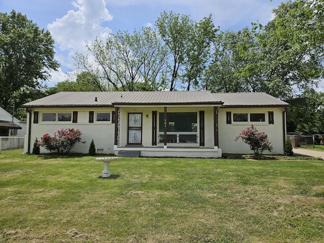 161 Elkmont Dr, Nashville, TN 37211 - view of front of property featuring covered porch, metal roof, a front lawn, and brick siding