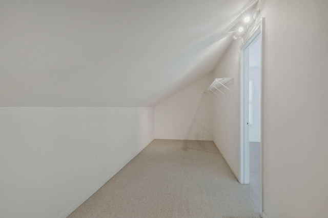 bonus room featuring carpet and vaulted ceiling