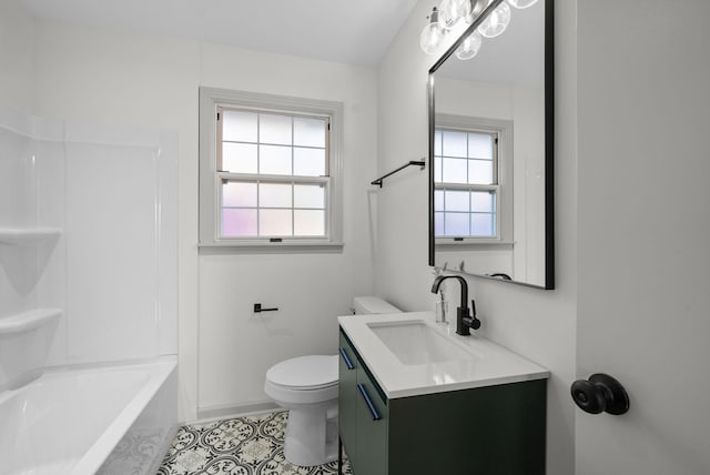 full bathroom featuring tile patterned flooring, vanity, and toilet