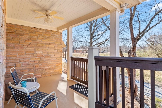 balcony with ceiling fan