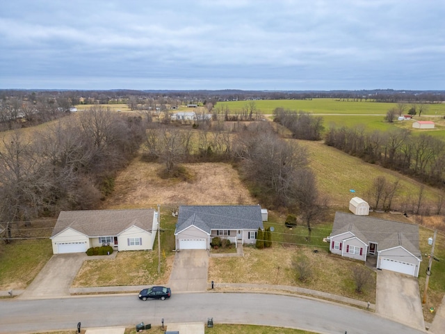 bird's eye view featuring a rural view