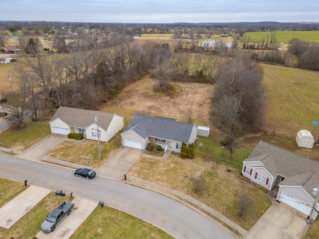 drone / aerial view with a rural view