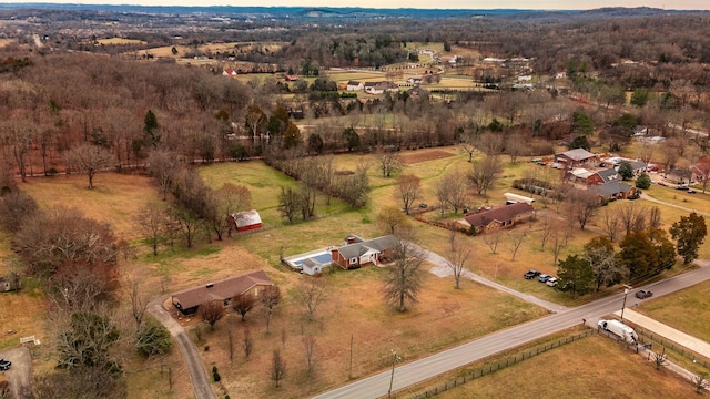 aerial view featuring a rural view