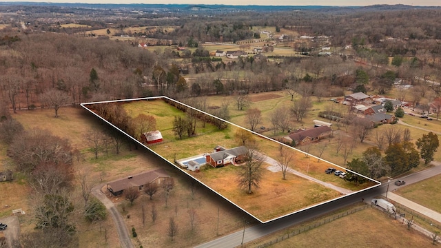 drone / aerial view featuring a rural view