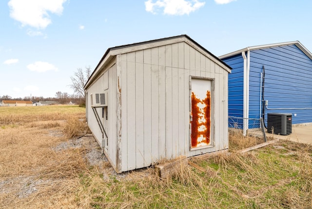 view of shed featuring cooling unit