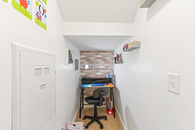 home office with carpet and baseboards