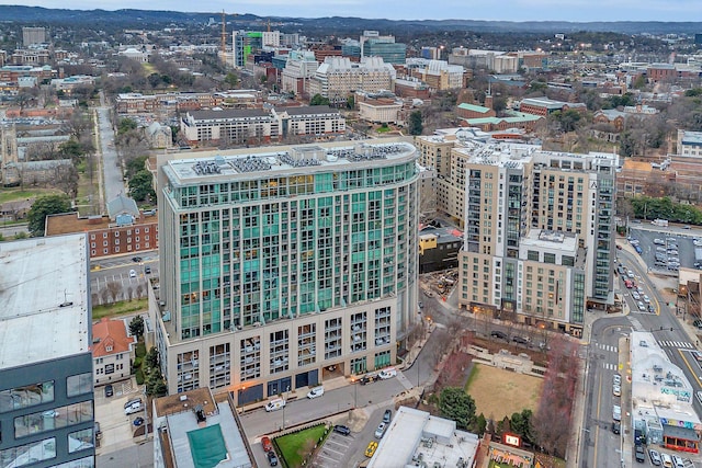 drone / aerial view featuring a city view