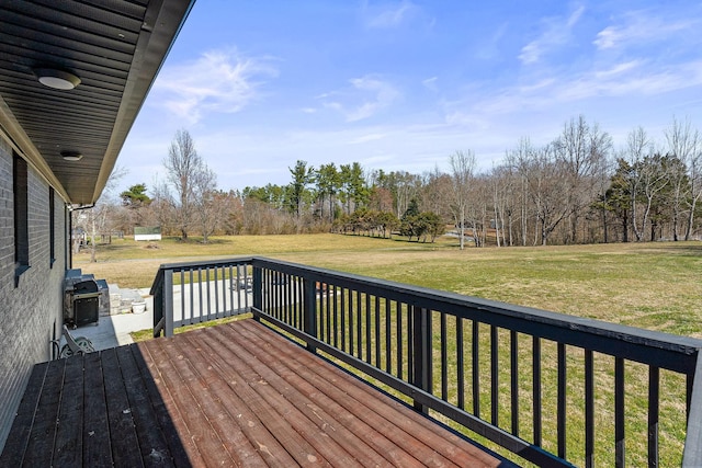 deck featuring a lawn