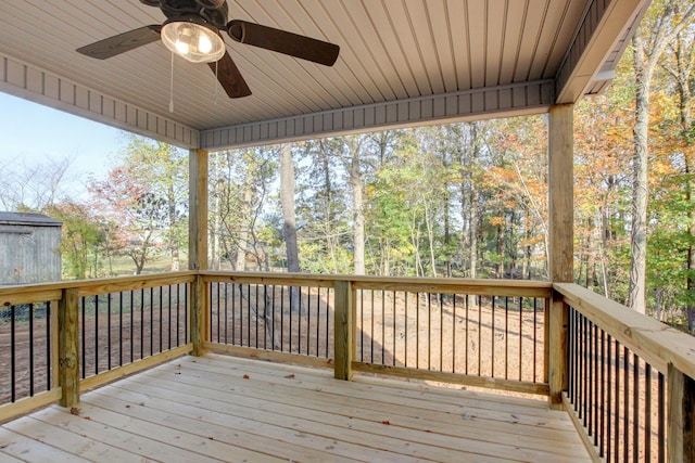 deck featuring ceiling fan