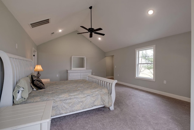 unfurnished bedroom with carpet, visible vents, baseboards, and recessed lighting