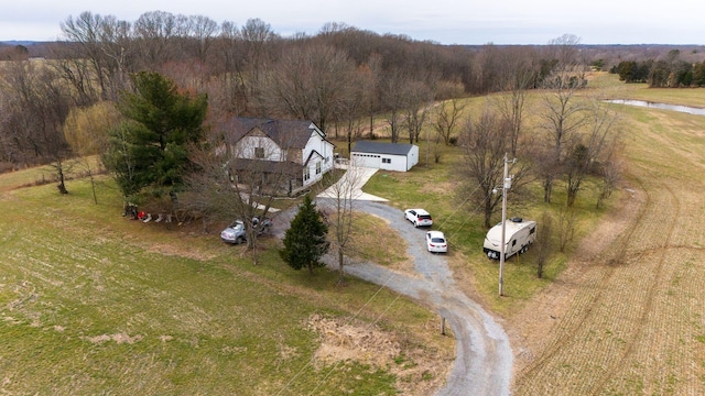 birds eye view of property featuring a rural view