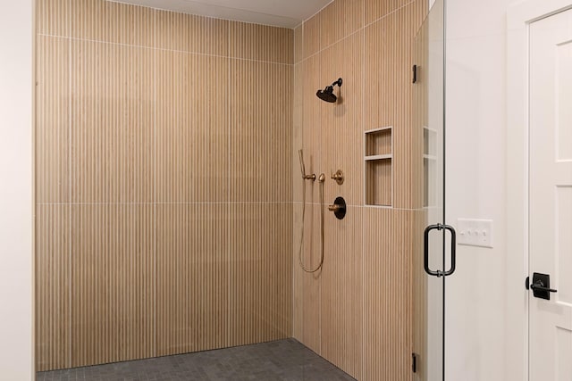 bathroom featuring a shower stall