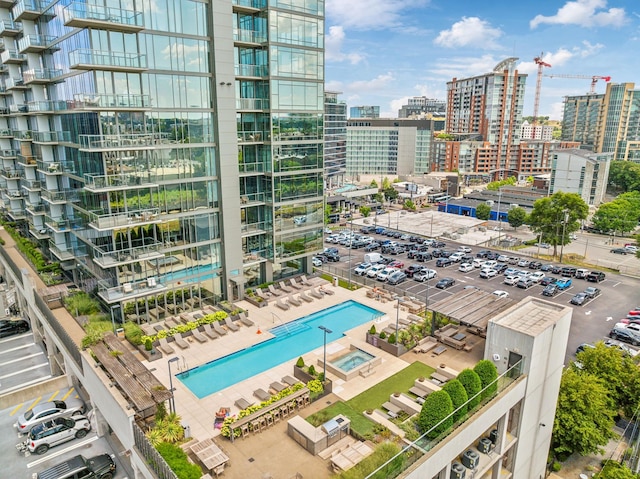 bird's eye view featuring a view of city