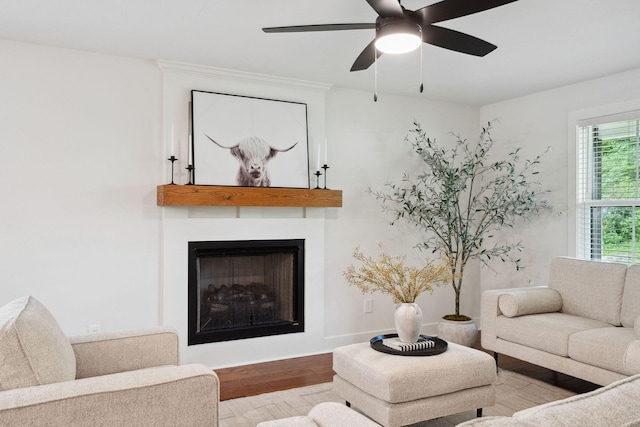 962 Belmont Rd, Clarksville, TN 37040 - living room featuring wood finished floors, a fireplace, and ceiling fan