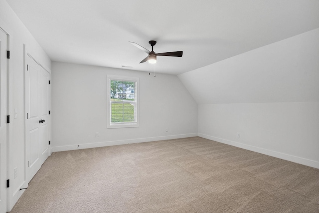 962 Belmont Rd, Clarksville, TN 37040 - additional living space featuring a ceiling fan, baseboards, light carpet, and vaulted ceiling