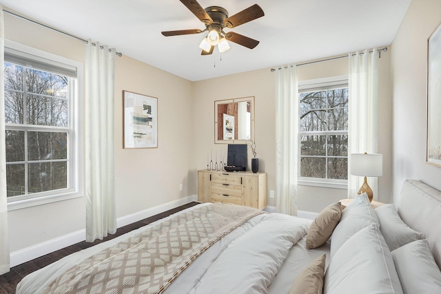 bedroom with multiple windows and baseboards