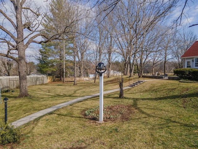 view of yard with fence