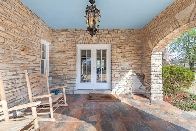 view of patio featuring french doors