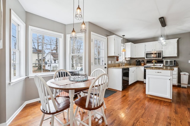 dining room featuring wood finished floors and baseboards