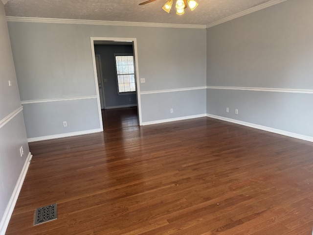 2536 Crescent Meadows Ct, Murfreesboro, TN 37128 - spare room featuring dark wood-style floors, visible vents, a textured ceiling, and a ceiling fan