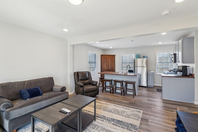 315B Bill Hunter Rd, Celina, TN 38551 - living room featuring recessed lighting, baseboards, and wood finished floors