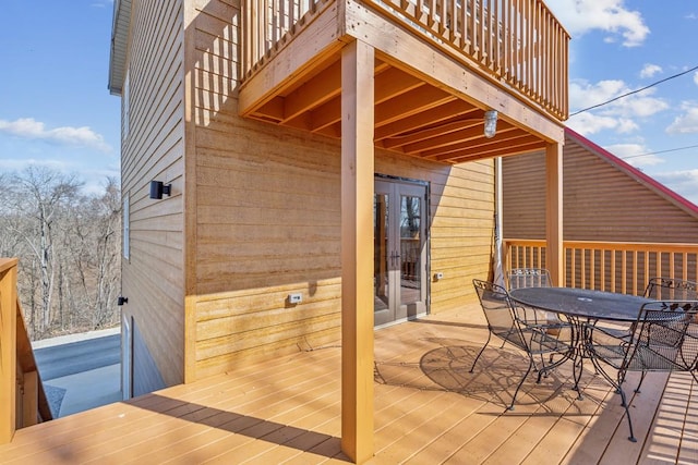 315B Bill Hunter Rd, Celina, TN 38551 - wooden deck with outdoor dining space and french doors