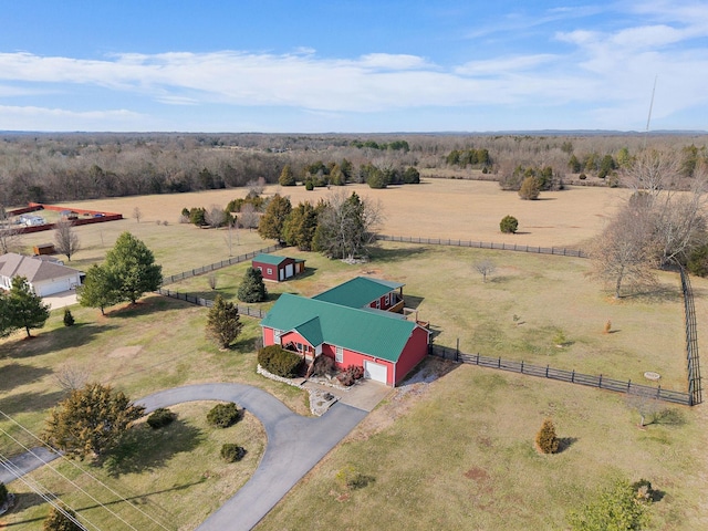 bird's eye view featuring a rural view