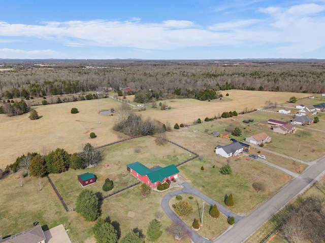 aerial view featuring a rural view