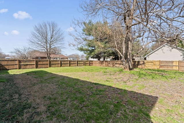 view of yard featuring a fenced backyard