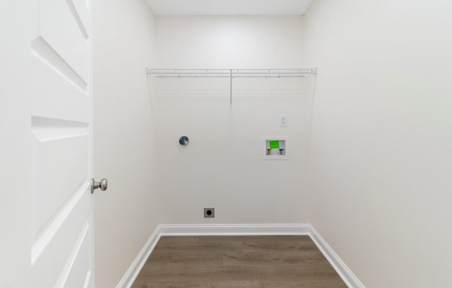 laundry room featuring laundry area, hookup for a washing machine, hookup for an electric dryer, and wood finished floors