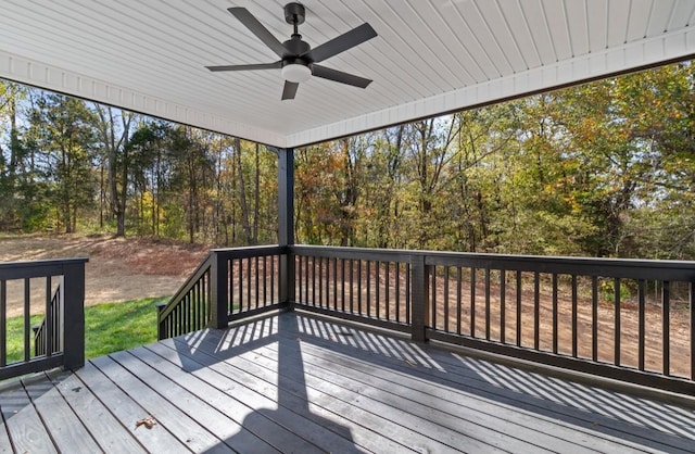 deck featuring a ceiling fan