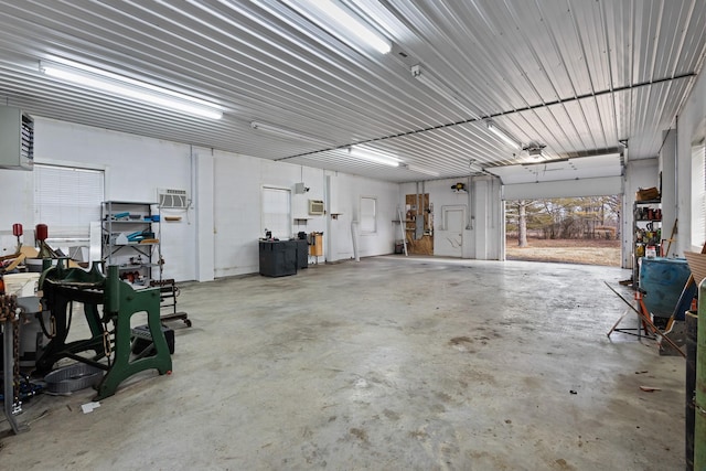 garage with metal wall