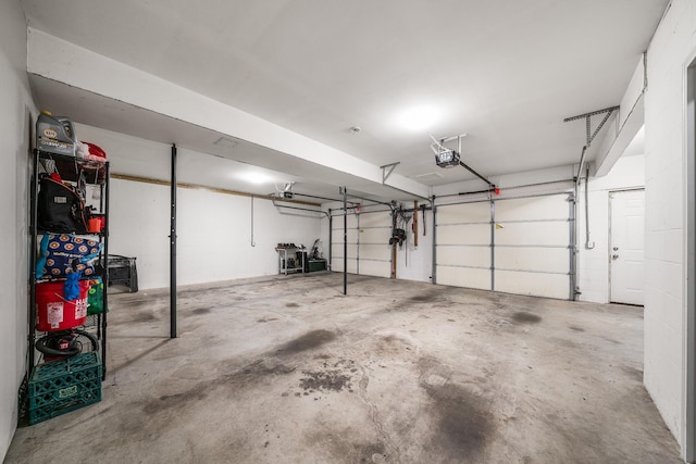 garage with a garage door opener