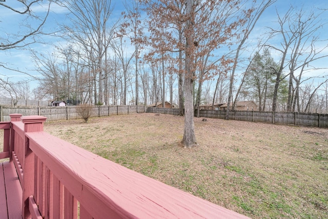 view of yard with a fenced backyard