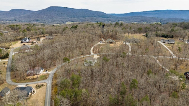 bird's eye view with a mountain view