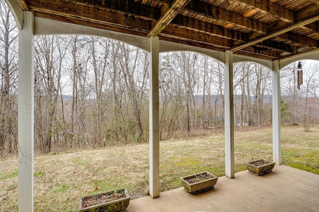 view of yard featuring a patio and a fire pit