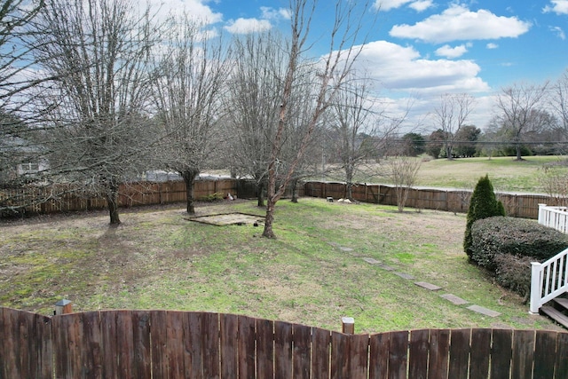 view of yard featuring a fenced backyard