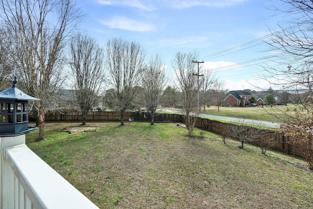 view of yard featuring a fenced backyard