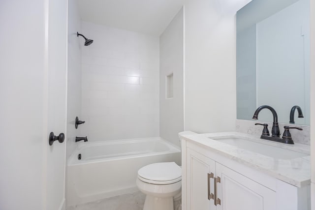 bathroom featuring vanity, toilet, and shower / bathtub combination