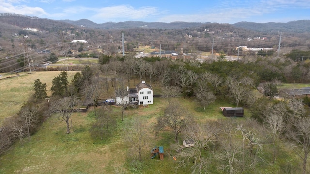 aerial view with a mountain view