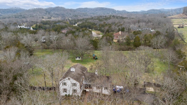 aerial view with a mountain view