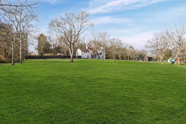 view of yard with a playground